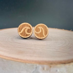 Wood Stamped Post Earrings