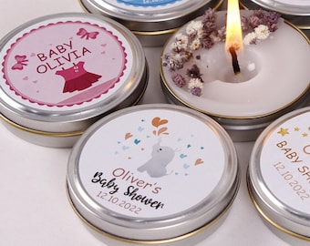 Baby Shower Favors for Guests in Bulk, Cute Mini Box Scented Candle, Mini Baby Shower Candle Gift, Tin Candle Favors, Baptism Candle Favors
