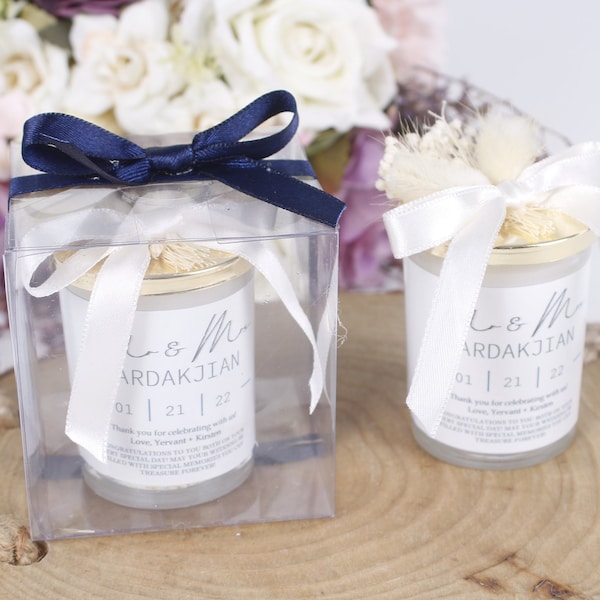 Personalised Wedding Party Thank you Candle Favor for Guests, Luxury Wedding Candle Favors, Elegant Candle in glass, Wedding Favor for Guest
