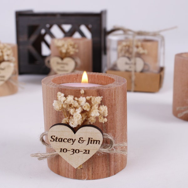 Wedding Party Favors for Guests in bulk, Wedding Bulk Favors, Rustic Wedding Favors, Unique Favors, Wooden Tealight Holders, Thank You Favor