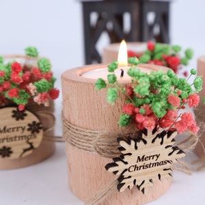 Bulk Christmas Gifts, Christmas Personalized Candle Favor, Christmas Wooden Candle Holder, Happy Holiday Favors,, Merry Christmas