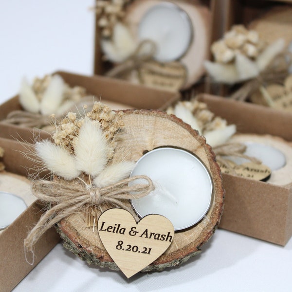 Wedding Party Favors for Guests in bulk | Rustic Wedding Favors |  Bridal Shower Candle Favors | Tealight Holders | Thank You Favor