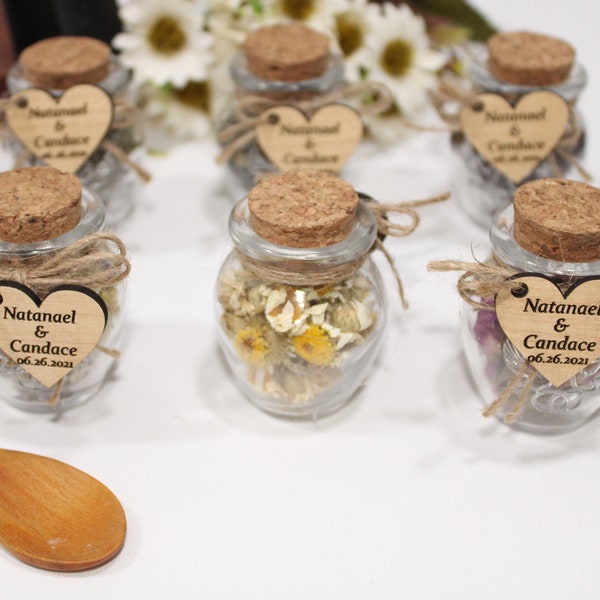 Wedding tea favors for guests, bulk gifts, rustic wedding favor, personalized favors, wood favors, tea jars, unique gift, thank you gifts