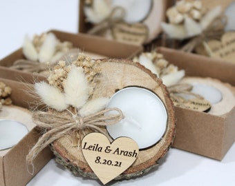 Wedding Party Favors for Guests in bulk | Rustic Wedding Favors |  Bridal Shower Candle Favors | Tealight Holders | Thank You Favor