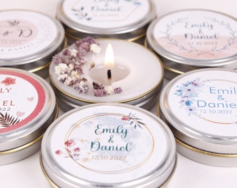 Wedding Favors for Guests in Bulk, Cute Mini Box Scented Candle, Custom Candle Favor, Shower Favor, Mini Baby Shower Gift, Tin Candle Favors