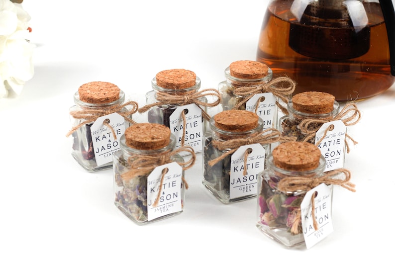 Wedding tea favors for guests, bulk gifts, rustic wedding favor, personalized favors, wood favors, tea jars, unique gift, thank you gifts image 7