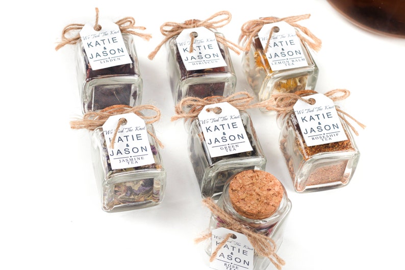 Wedding tea favors for guests, bulk gifts, rustic wedding favor, personalized favors, wood favors, tea jars, unique gift, thank you gifts image 6