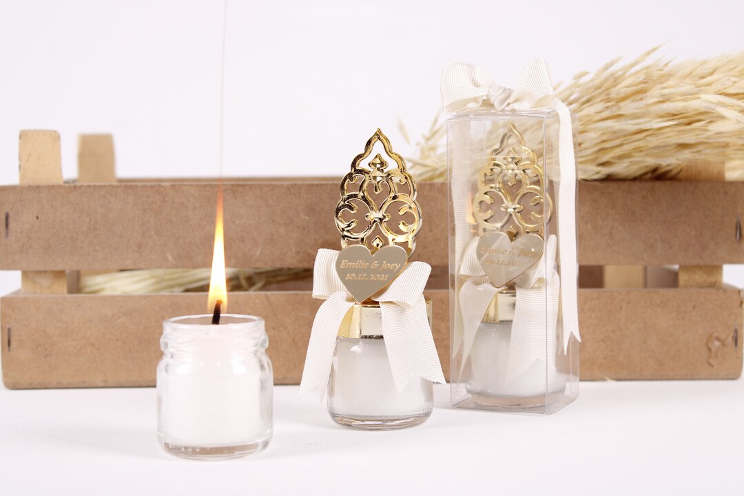 Personalised Wedding Party Thank You Candle Favor for Guests, Luxury ...