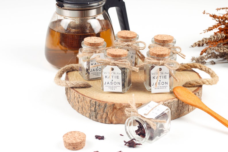 Wedding tea favors for guests, bulk gifts, rustic wedding favor, personalized favors, wood favors, tea jars, unique gift, thank you gifts image 9