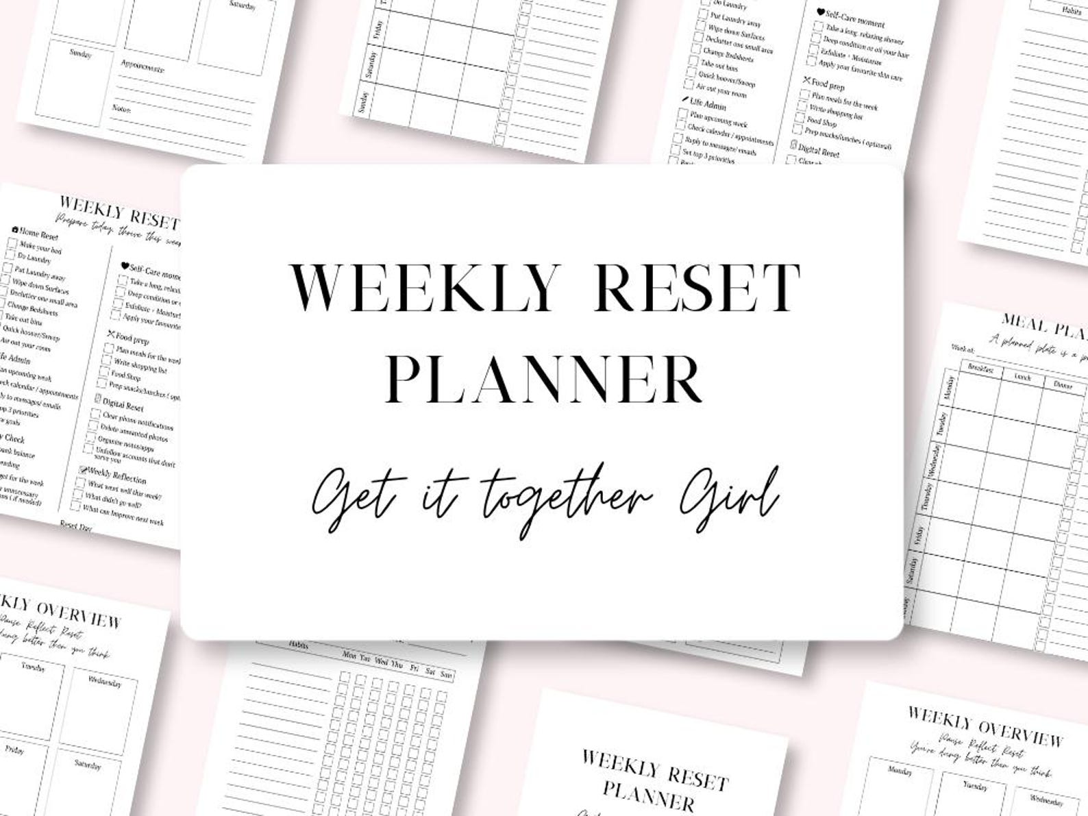 Weekly Reset Planner Canva Template| Get Your Life Together Planner ...