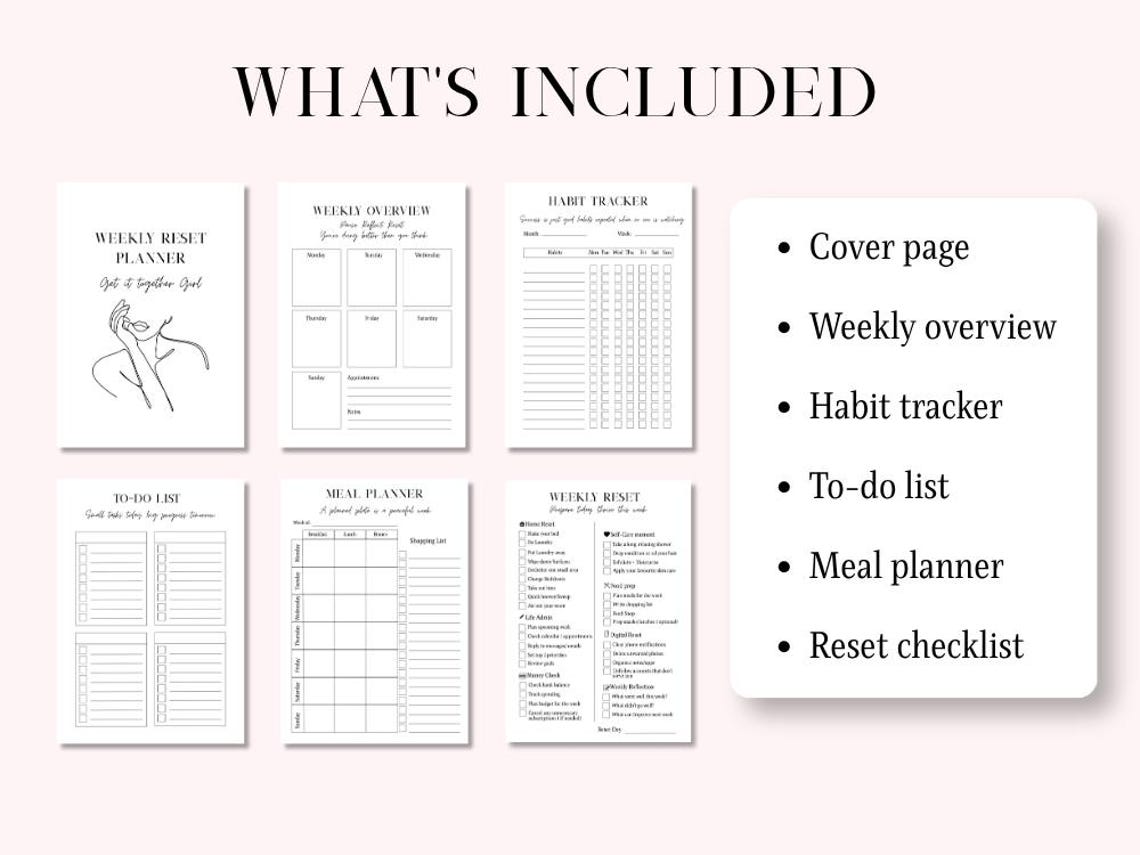 Weekly Reset Planner Canva Template| Get Your Life Together Planner ...