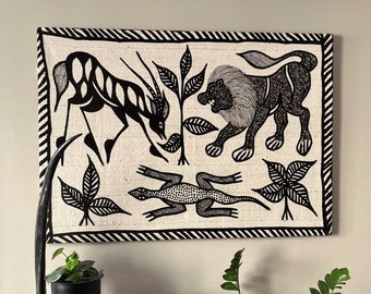 Korhogo Mud Cloth Antelope & Lion