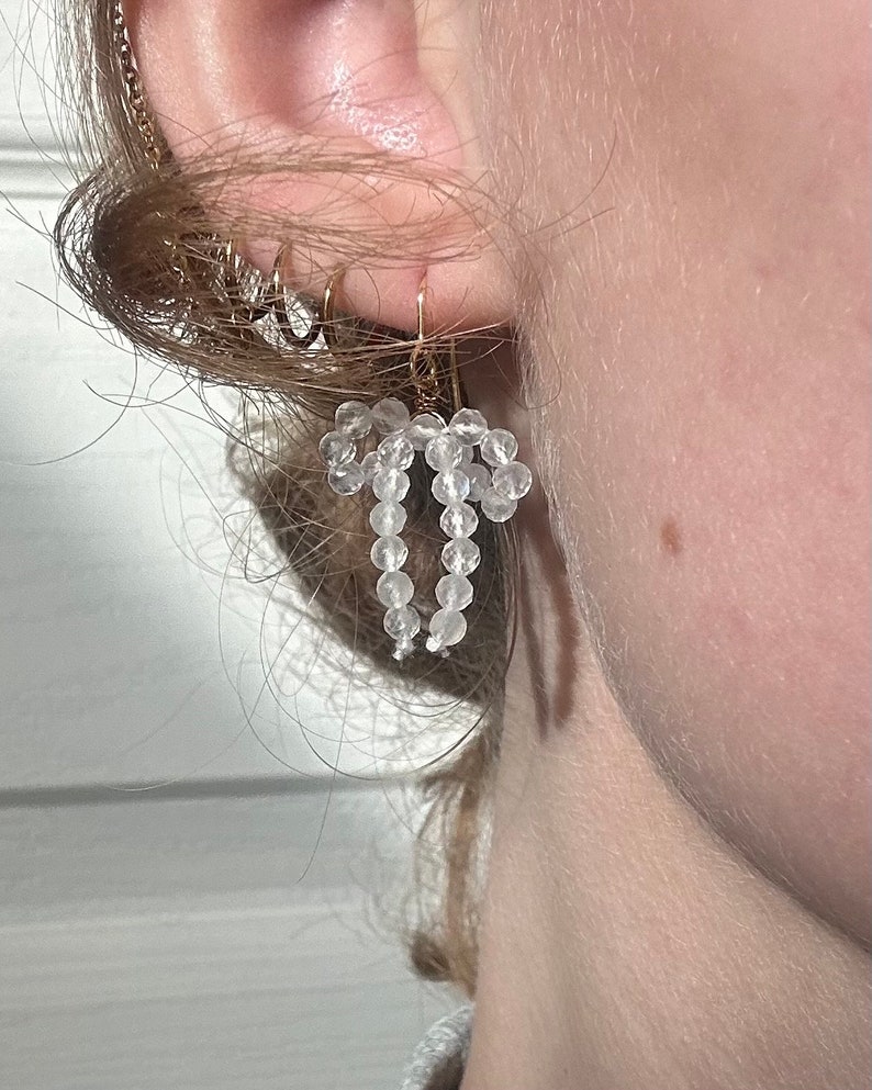 ribbon earrings handmade moonstone and stainless steel image 3