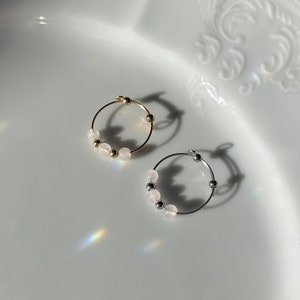 gemas de anillo de ansiedad hechas a mano y acero inoxidable quartz rose