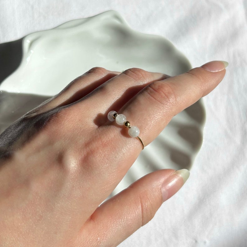 gemas de anillo de ansiedad hechas a mano y acero inoxidable imagen 9