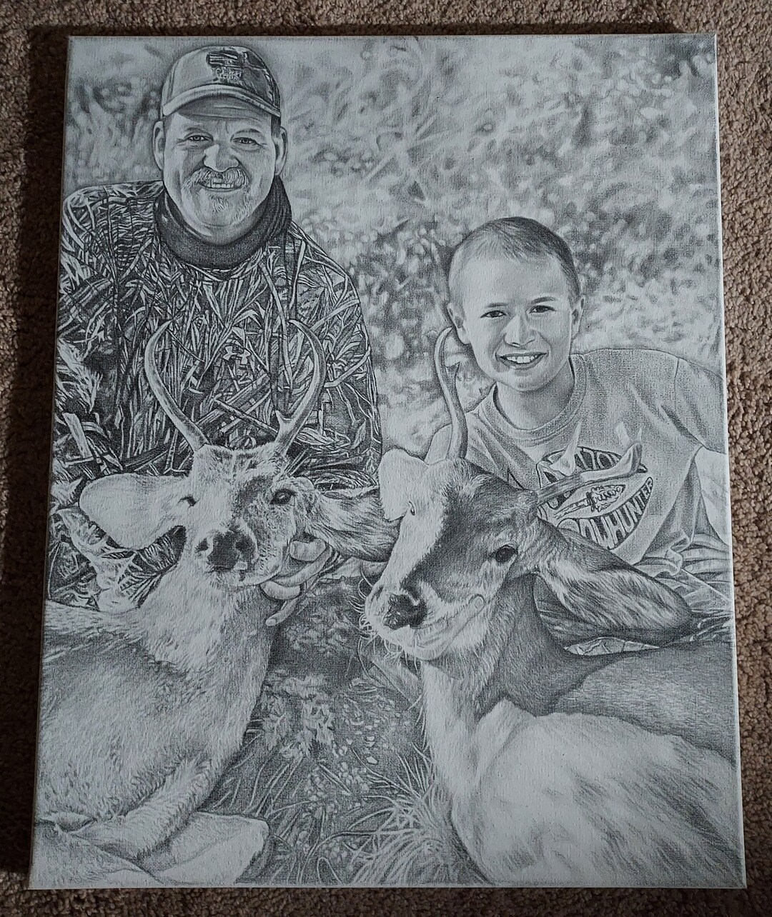 Order a 16x20 Commissioned Charcoal Drawing on Canvas by Anthony Douglas for Christmas Etsy