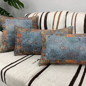 Turkish rug pillow, Handmade pillow, Kilim pillow cover, Cushion cover, Sofa pillow, 12x24 Pillow, Couch Pillow, Pillow case, PT 107 24x30 inches