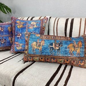 cuscino decorativo, cuscino tappeto turco, cuscino divano, federa cuscino kilim, piccolo cuscino lombare, cuscino 12x24, federa cuscino divano, PT 154