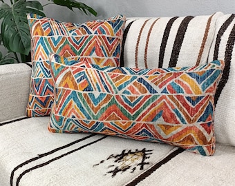 colorful pillow, beeding pillow, funky pillow cover, designer pillow, pillow for sofa, rainbow pillow, pillow cases, chevron pillow, PT 884