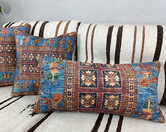 kilim cushion cases, throw lumbar, kilim rug pillow, turkish rug pillow, handmade pillow, chair decor pillow, 12x24 pillow case PT 116