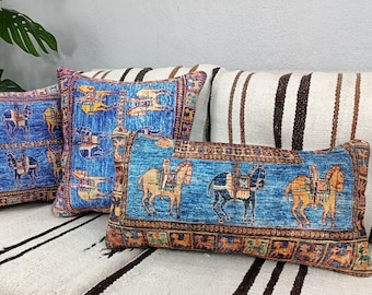 decorative pillow, turkish rug pillow, sofa pillow, kilim pillow cover, small lumbar pillow, 12x24 pillow, couch pillow case, 12-24 PT 154