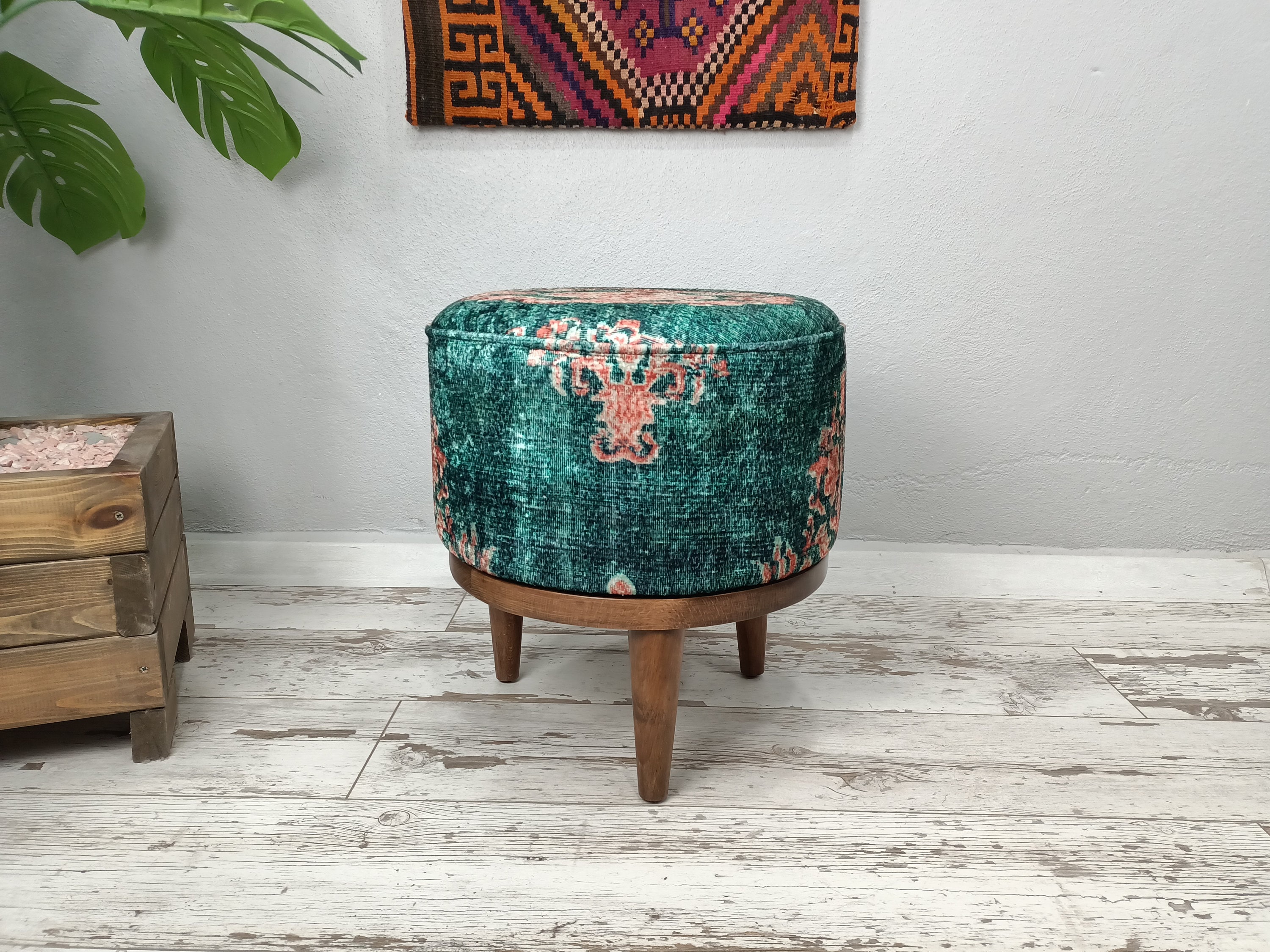 green dressing table stool Green Chenille Swivel Dressing Table Stool - Koda