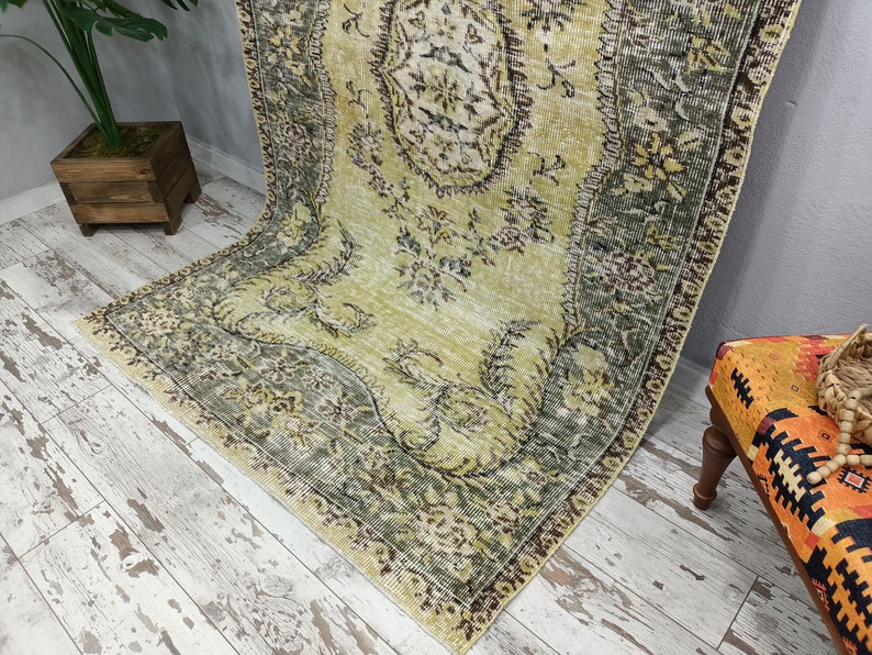 floor rug, antique rug, vintage rug, bedroom rug, turkish rug, floral kitchen rug, laundry rug, rustic rug, 5.1 x 8.9 feet, VT 1583 image 8