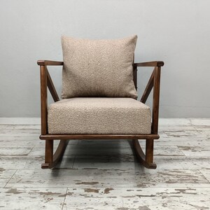Mecedora artesanal, silla de madera maciza, silla cómoda, muebles de patio, silla de interior y exterior, silla de dormitorio, silla de descanso, RC 1033 imagen 4