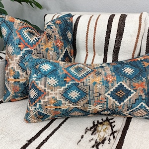 ikat cushion, navy blue pillow, ethnic pillow cover, floor cushion, modern pillow, neck pillow, bedding pillow, home decor pillow, PT 69