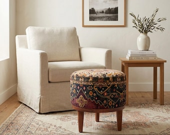 Vanity Stool, Dressing Table Stool, Bean Bag Ottoman, Boho Stool, Accent Chair, Turkish Stool, Round Pouf, Button Bench, Footstool, FS 870