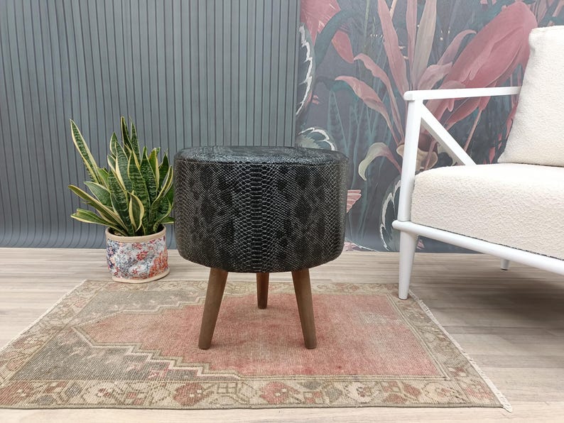 Leather stool, Ottoman for chair, Small stool, Durable furniture, Dressing table stool, Lobby stool, Shower stool, Foot rest stool, FS KM-23