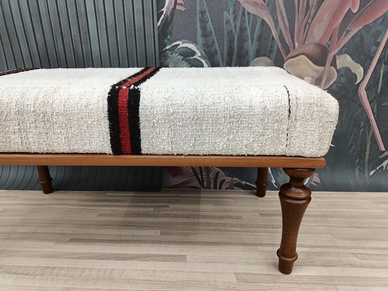Ottoman Bench, Bedroom Furniture, Hallway Bench, Kilim Rug Bench, Accent Bench, Entryway Bench, Dining Bench, 18x18x36'', BENCH 1038