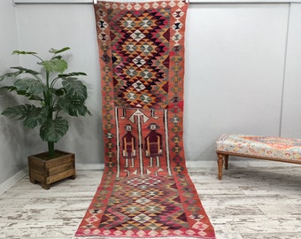 herki turkish rug, antique rug, hallway rug, entryway rug, nomadic rug, wool rug, handmade rug, vintage rug, 3.4 x 10.4 feet, VT-1107