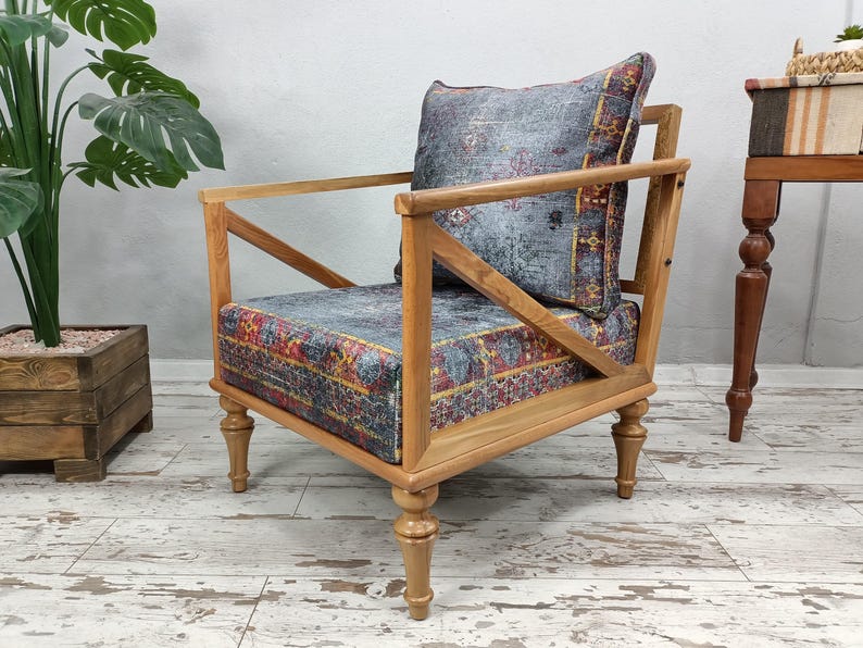 Desk chair, Retro armchair, Accent chair, Kitchen chair, Relaxing chair, Handmade armchair, Gray sofa, Farmhouse chair, SOFA 107 Natural