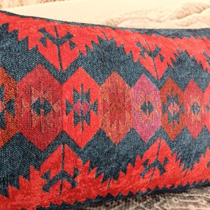 retro pillow cover, decorative pillow, accent pillow, kilim pattern pillow, aztec pillow, lumbar pillow, handmade pillow, boho pillow, PT253 image 7