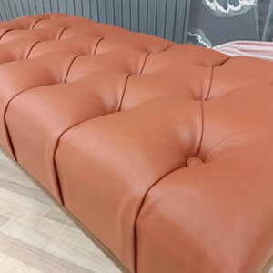 Leather ottoman bench, Chesterfield bench, Sofa bench, End of bed bench, Pub bench, Accent bench, Coffee table bench, Shoe bench, 18x18x36 "