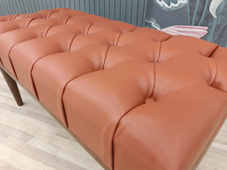 Leather ottoman bench, Chesterfield bench, Sofa bench, End of bed bench, Pub bench, Accent bench, Coffee table bench, Shoe bench, 18x18x36 "