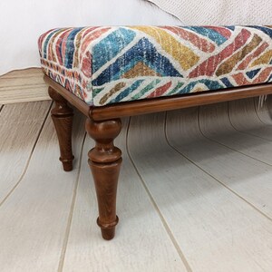 Otomana tapizada, mesa de centro de madera, banco de comedor moderno, banco reposapiés, banco con cojín, banco de esquina, mesa bohemia, BENCH 884 imagen 2