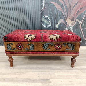 Kilim storage bench, Purse bench, Entryway bench, Bedroom organizer, Ottoman bench, Shoe bench, Retro bench, Accent bench, ST 18x36 355