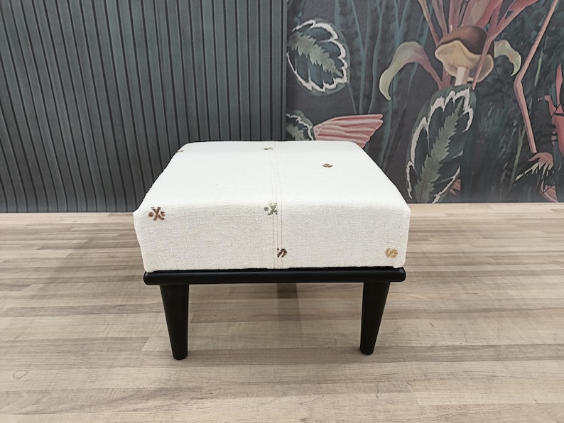 Handmade Furniture, Dressing Table Bench, Footstool Bench, Coffee Stool, Porch Chair, Kilim Rug Bench, Floor Chair, Boho Bench, VT 994 18x18