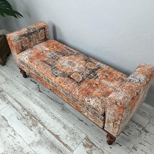 Lounge furniture, Orange sofa couch, Textile Art sofa, Rug upholstered sofa, Bench with arms, Sectional sofa, Storage seating, MTL 18x51 794 image 9