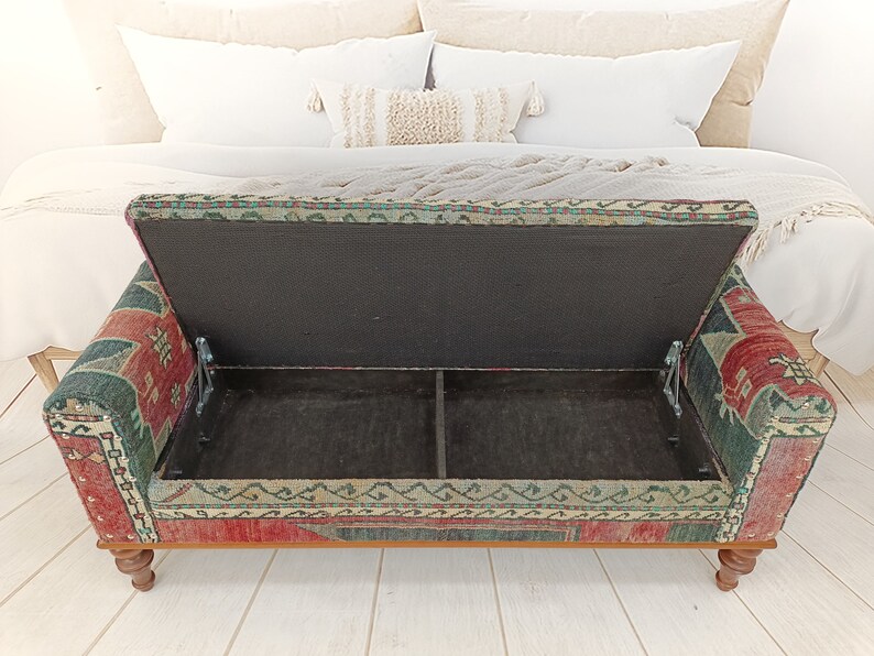 Ottoman Bench With Arms Storage Bench Boho Furniture Etsy