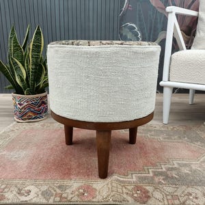 Handmade bench, Footstool bench, Small bench, Ottoman seating, Bohemian bench, Vintage rug bench, Pouf bench, Relaxing stool, FS 1214