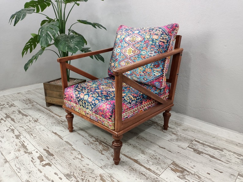 cocktail chair, bohemian armchair, accent chair, reading chair, lounging chair, handmade furniture, retro chair, rocking chair, SOFA 40 image 9