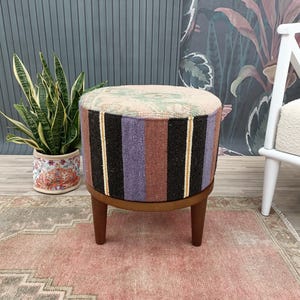 Cozy stool, Handmade stool, Round pouf, Dressing table stool, Low stool, Farmhouse bench, Sitting bench, Vanity stool, Woodwork pouf FS 1089