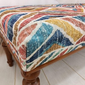 Otomana tapizada, mesa de centro de madera, banco de comedor moderno, banco reposapiés, banco con cojín, banco de esquina, mesa bohemia, BENCH 884 imagen 3