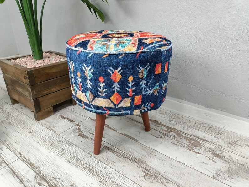 Klavierbank, gepolsterter Fußhocker, Barhocker, runder Pouf, Ottomanenhocker, Schminktischstuhl, Eingangsbank, Knopfbank, Garderobenbank, FS 163 Bild 7