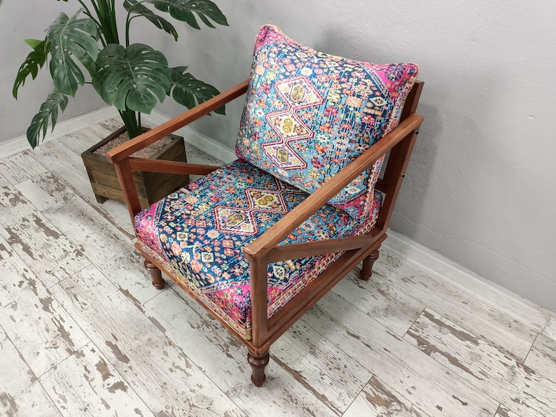 cocktail chair, bohemian armchair, accent chair, reading chair, lounging chair, handmade furniture, retro chair, rocking chair, SOFA 40 image 5