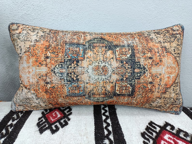 Kilim cushion cover, Handmade pillow, Turkish rug pillow, Decorative pillow, Sofa pillow, Couch pillow, 12x24 Pillow, PT 794 image 3