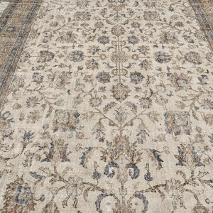 sustainable area rug, earth tone rug, studio rug, oversize turkish rug, living room rug, framed rug, floral vintage rug, 8.2x11.7 ft, VT5879